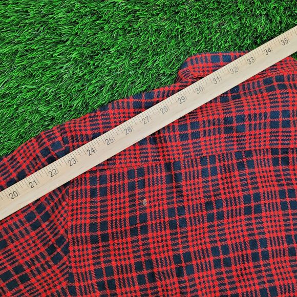 Vintage 80s Plaid Button Shirt Medium 21x29 Red - Picture 3 of 13